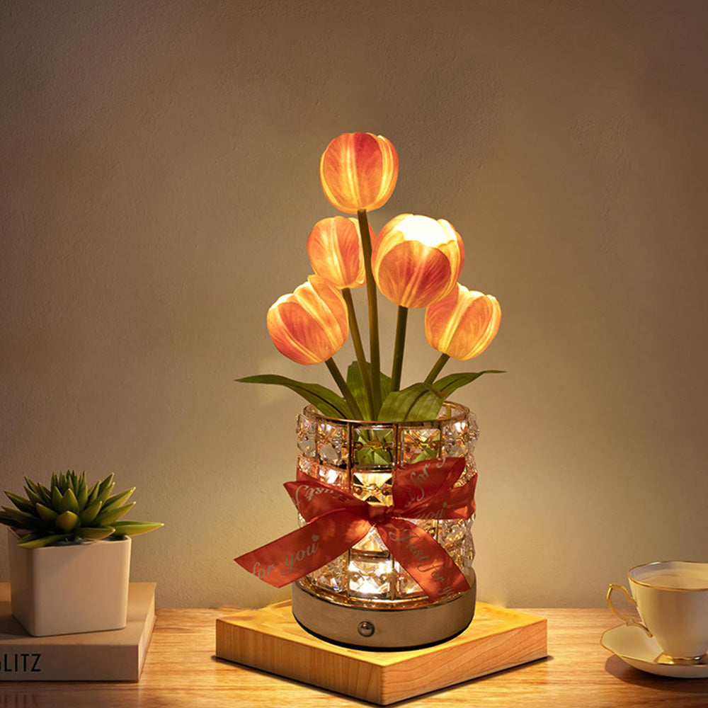 Tulip Flower Lamp Valentine Day Gifts 3 Color Dimming Night Light