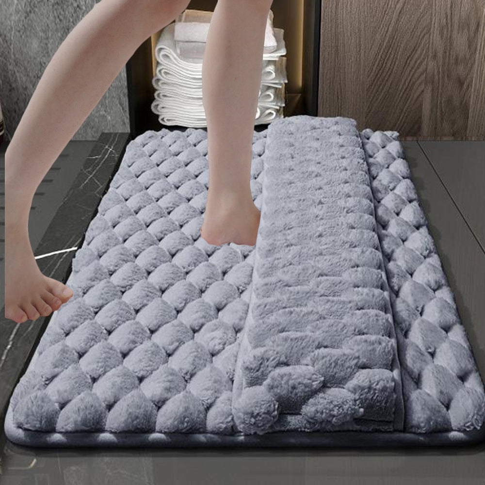Memory Foam Bathroom Mat Wipe-Off Sole Mat Plush Absorbent Shower Mat-Gray