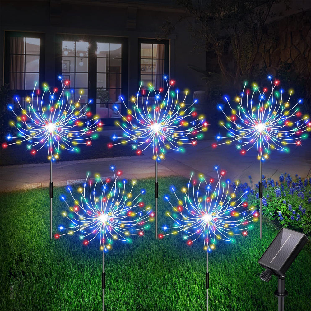 5Pcs Solar Firework Lights Water-resistant Outdoor Stake Lights