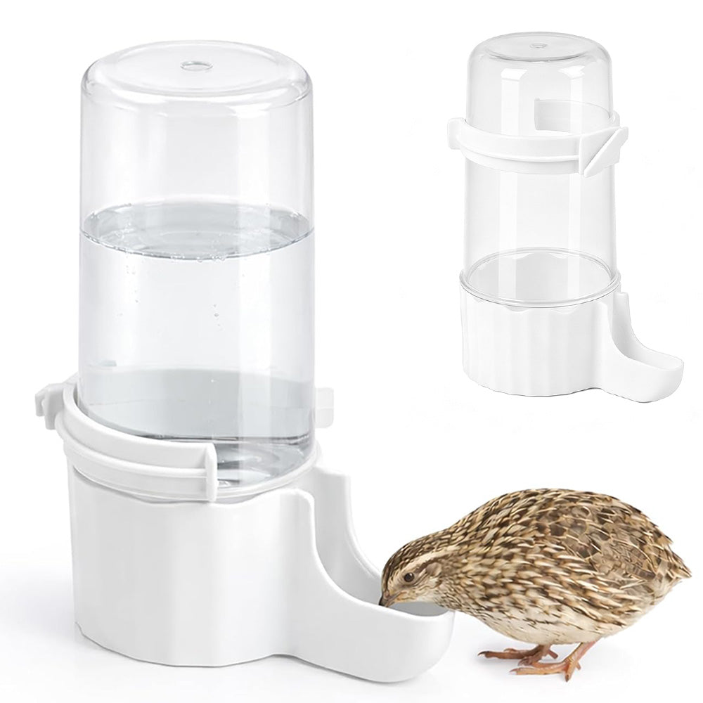 Bird Waterer Automatic Gravity Drinking Fountain for Cage with Anti Drowning Tray