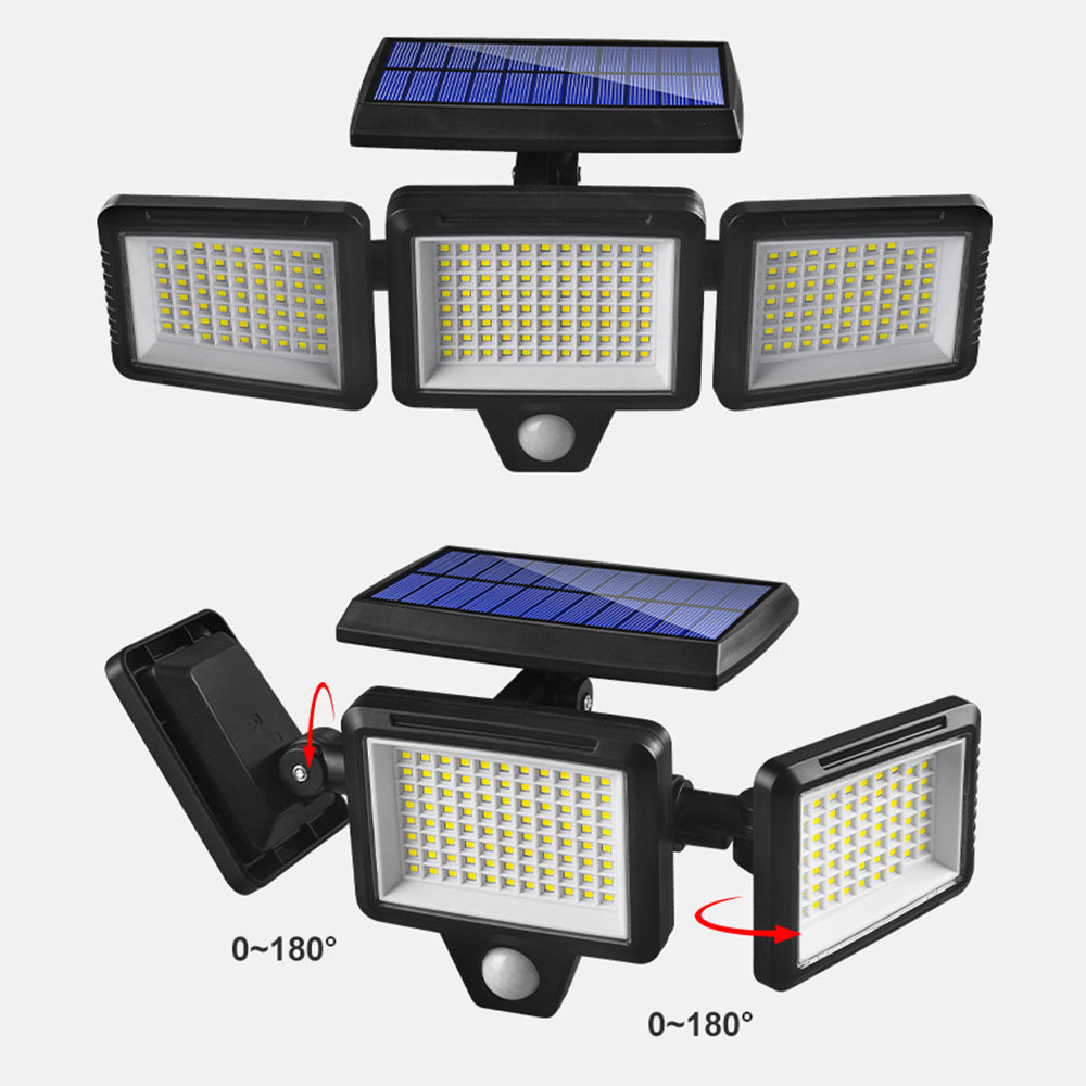 3 Head Motion Sensor Solar Light Wall Lamp
