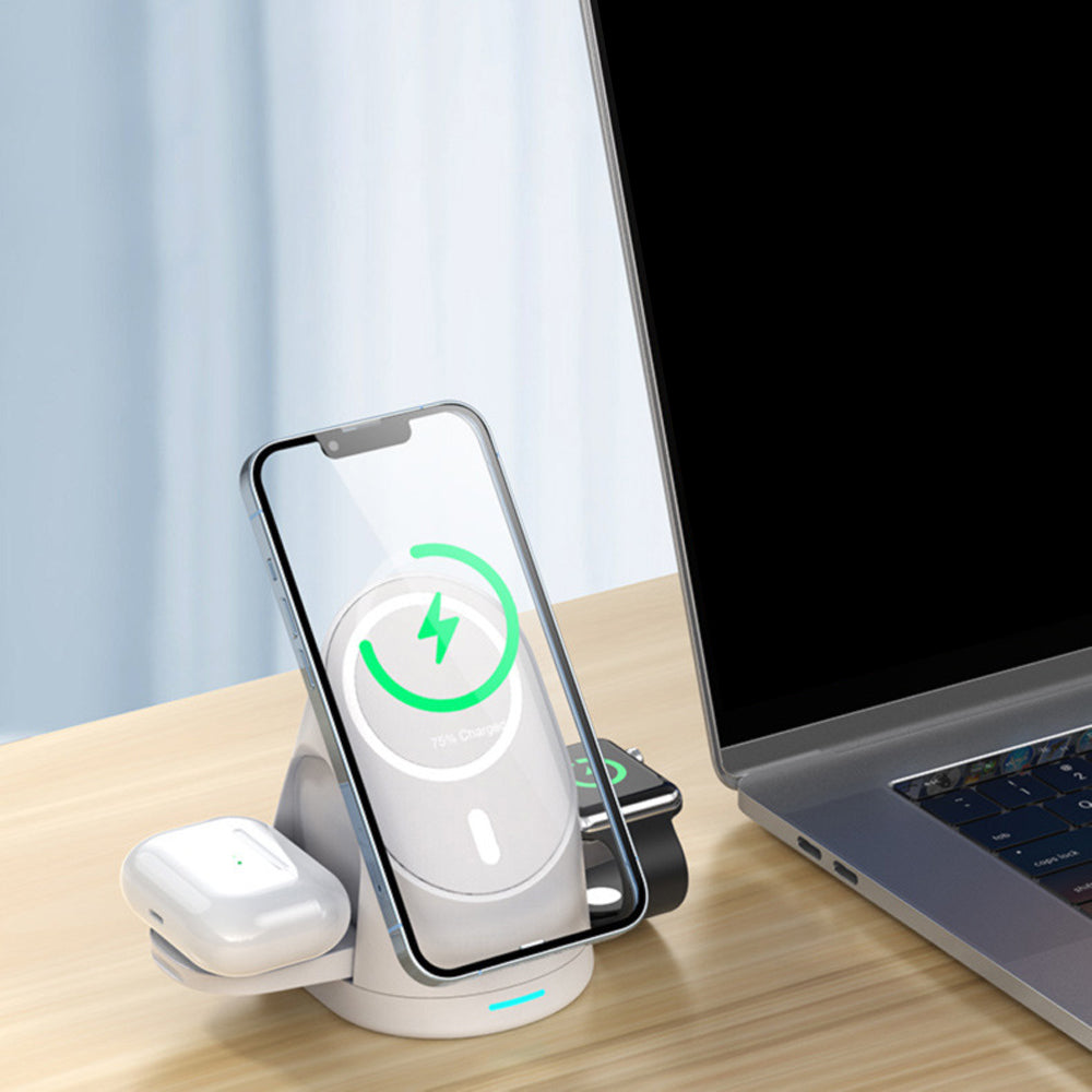 3-in-1  USB Plug Wireless Magnetic Charging Stand for Phone Apple Watch MagSafe Devices