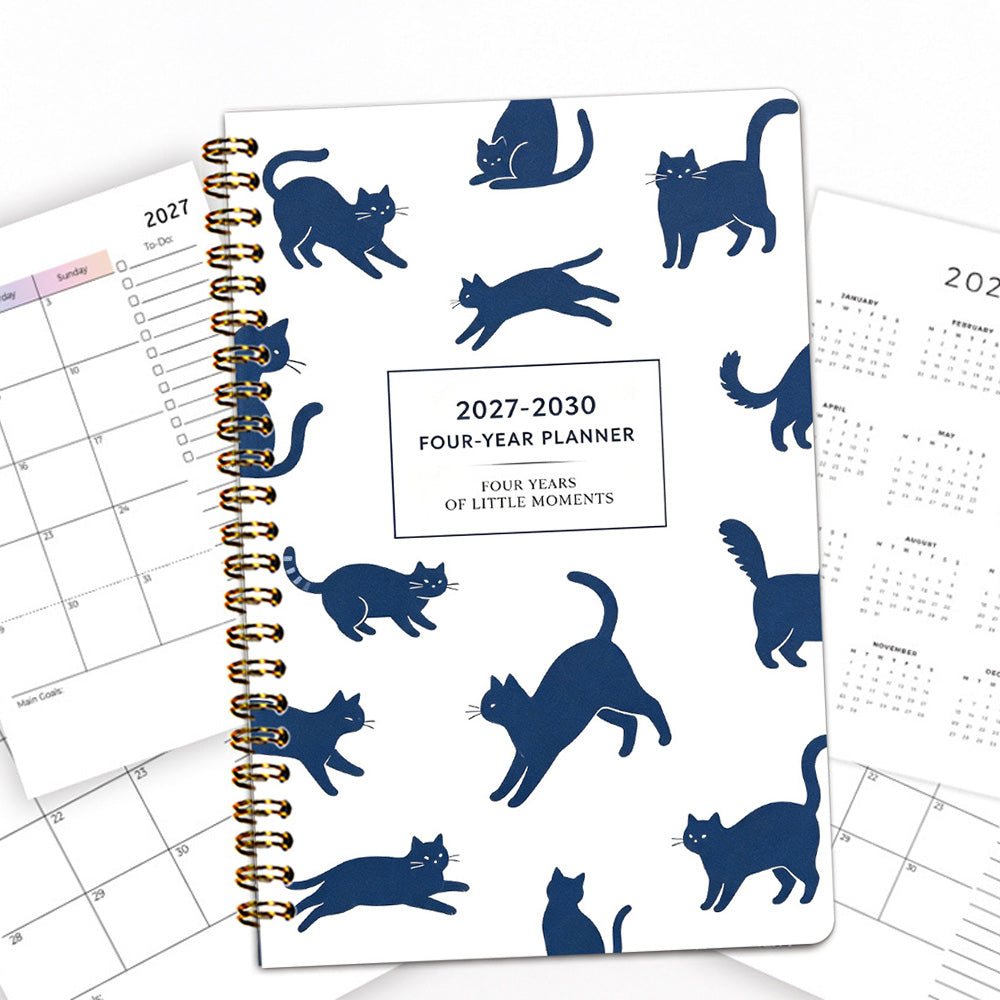 2027 to 2030 Four Year A5 Spiral Monthly Goal Planner Notebook