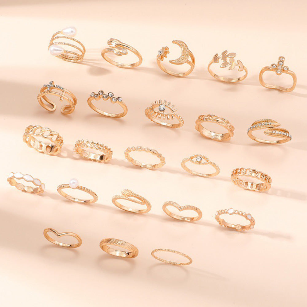 23Pcs Geometric Knuckle Ring Set Gold Silver Stackable Rings for Women
