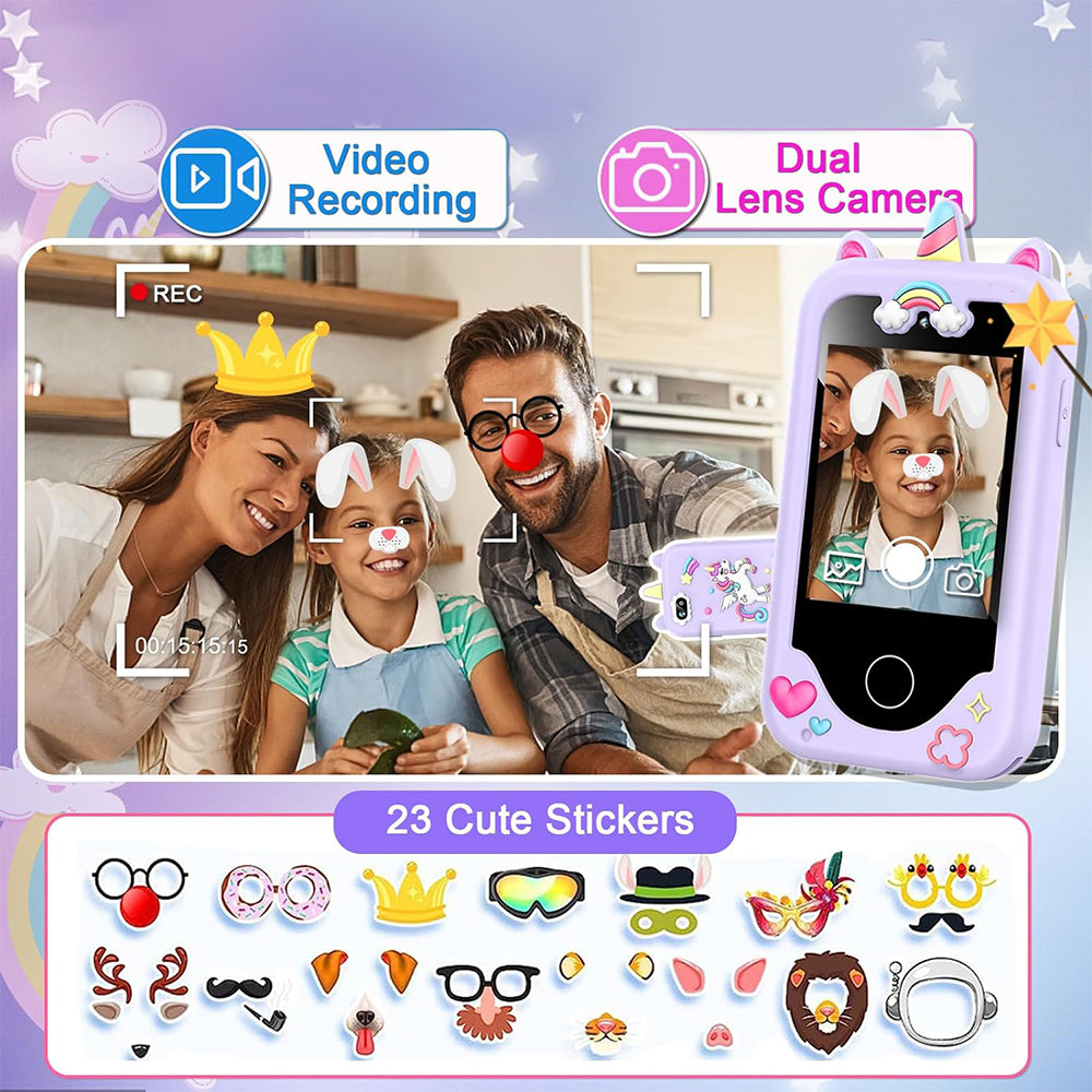 2.8Inch Touchscreen Kids Learning Play Toy Phone With Dual Camera Kids Smart Phone With 8G SD Card