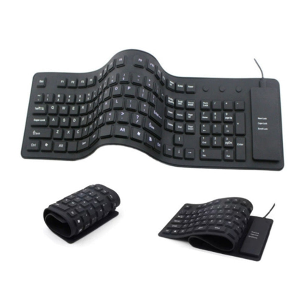 Waterproof Silicone Foldable Flexible Full Size USB Keyboard