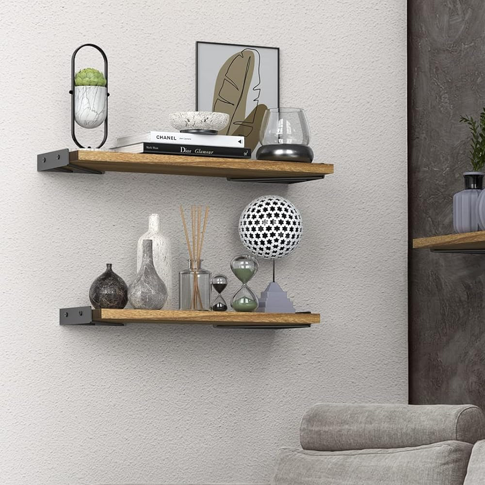 3Pcs Wall Mounted Wood Floating Shelf Storage Display for Bedroom Decor