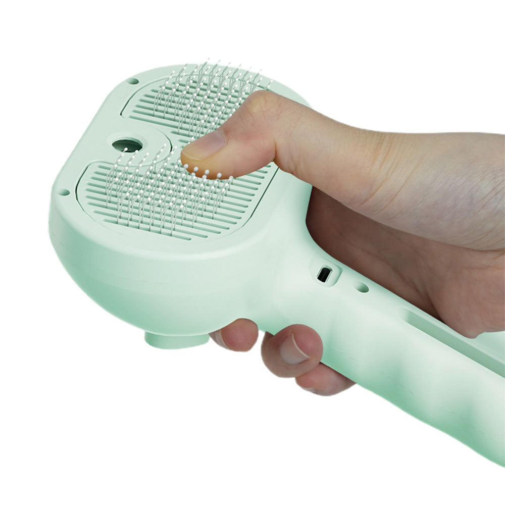 Rechargeable Pet Cat Dog Grooming Spray Brush with Self-Cleaning Function