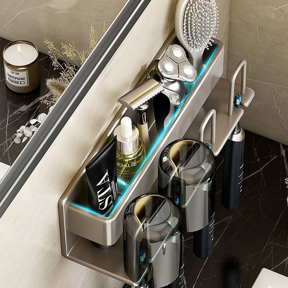Space Metal Toothbrush Holder Wall Mounted Toothpaste Bathroom Rack with Cups