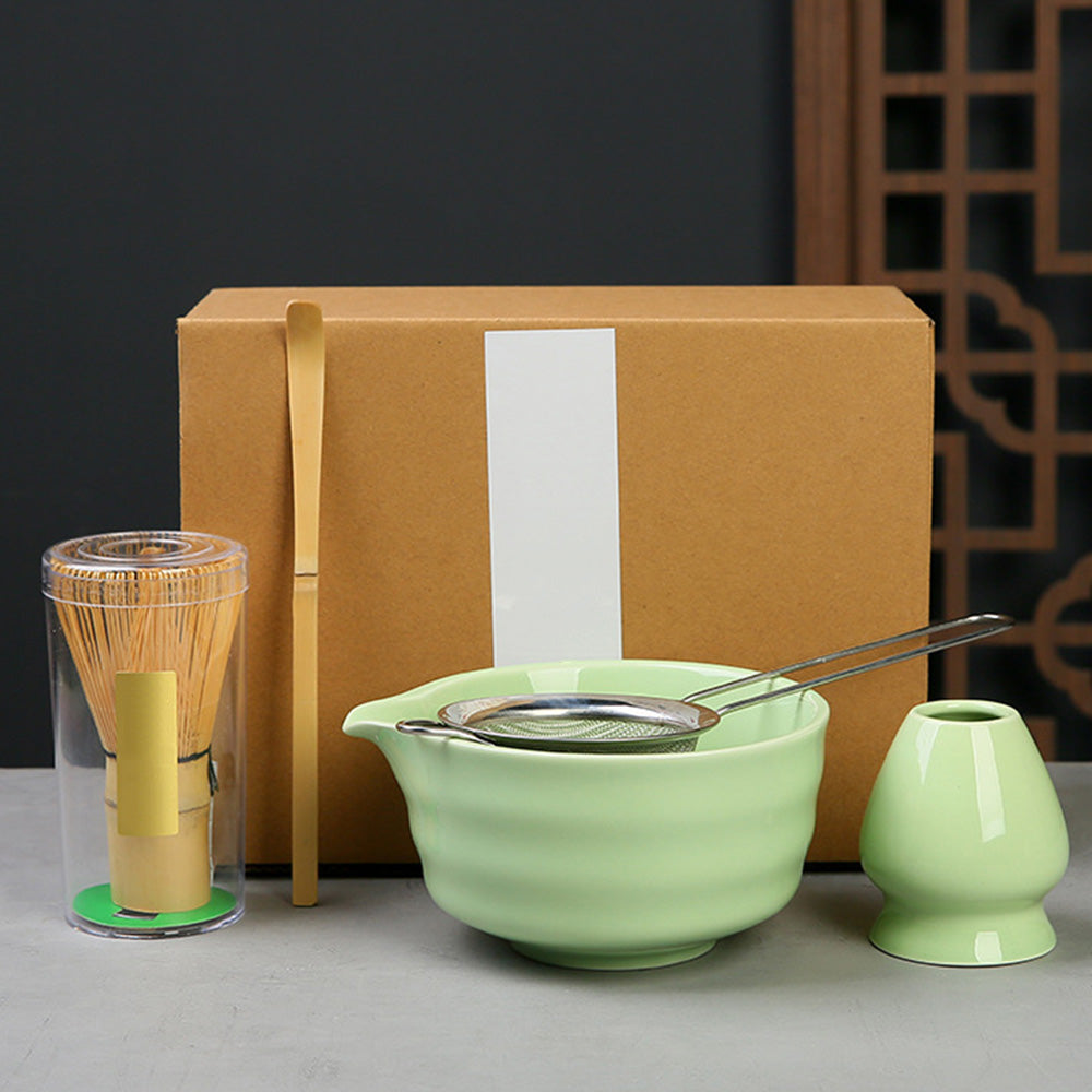 Matcha Whisk Set 5PCS Ceramic Matcha Kit Matcha Bowl With Spout Matcha