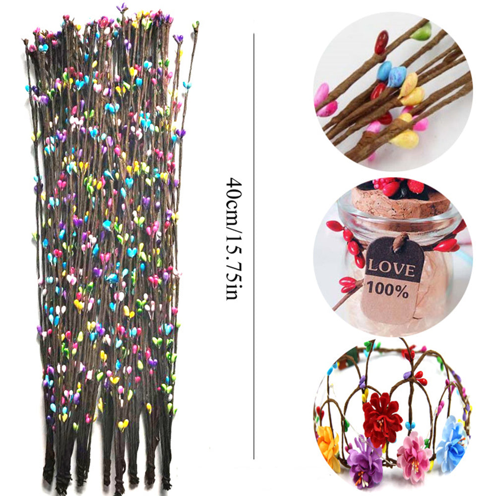 100 PCS Faux Pussy Willow Branches Realistic Artificial Willow Stems for DIY Crafts