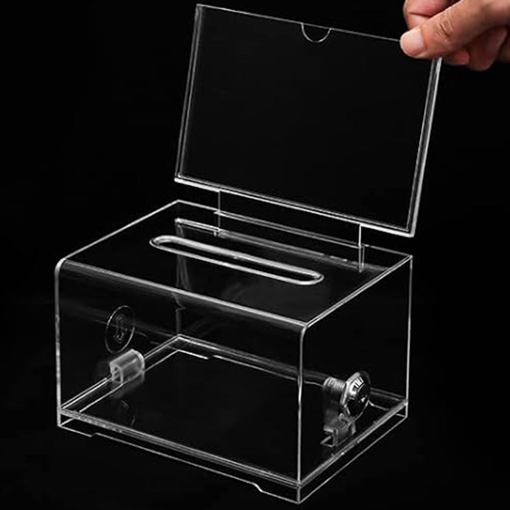 Lockable Suggestion Box with Keys Desktop Collection Box for Voting Donations Suggestions
