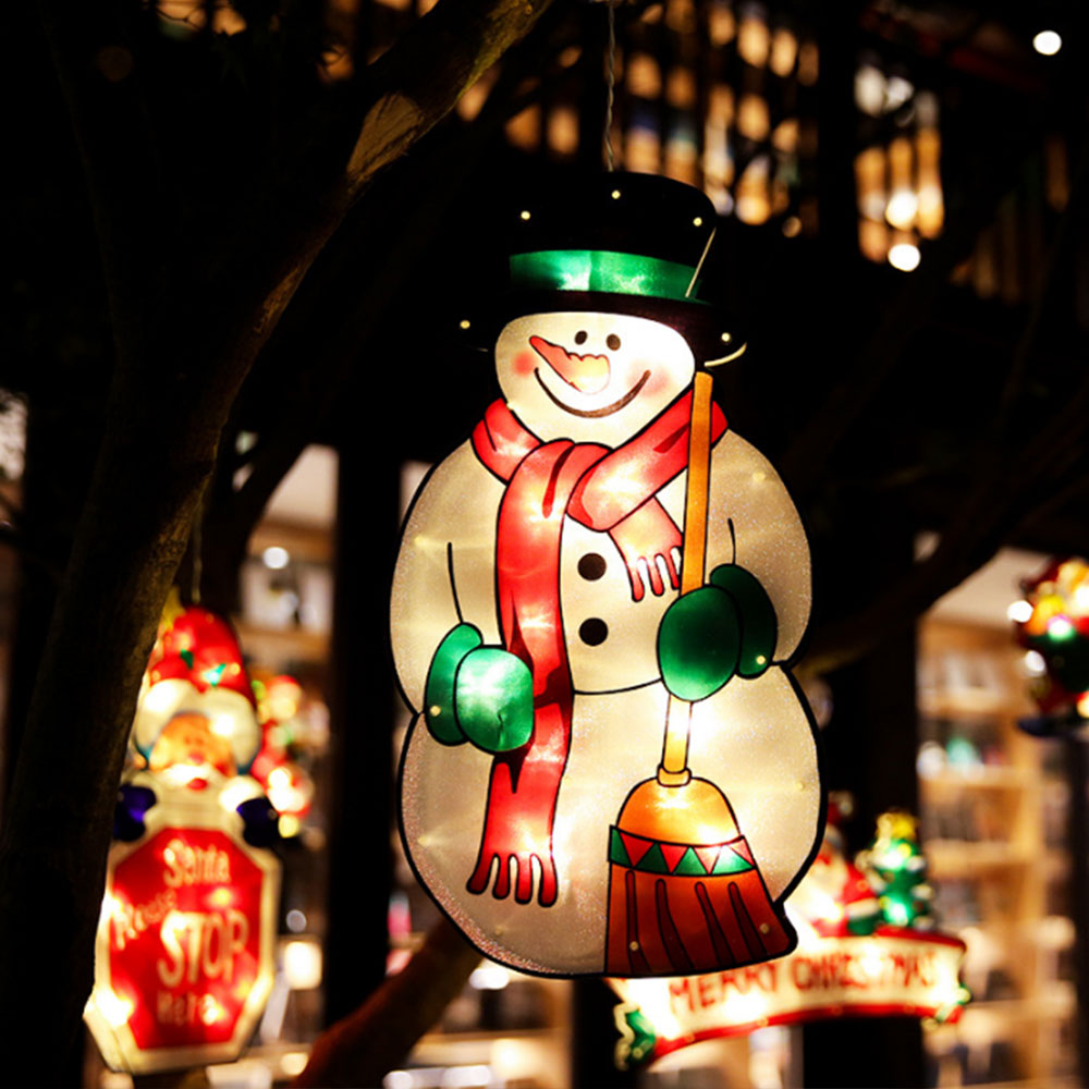 2Pcs Christmas Decor LED Curtain Light Xmas Window Silhouette Light Decoration