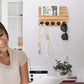 Rustic Wall-Mounted Entryway Organizer - Wooden Mail & Key Holder with Hooks