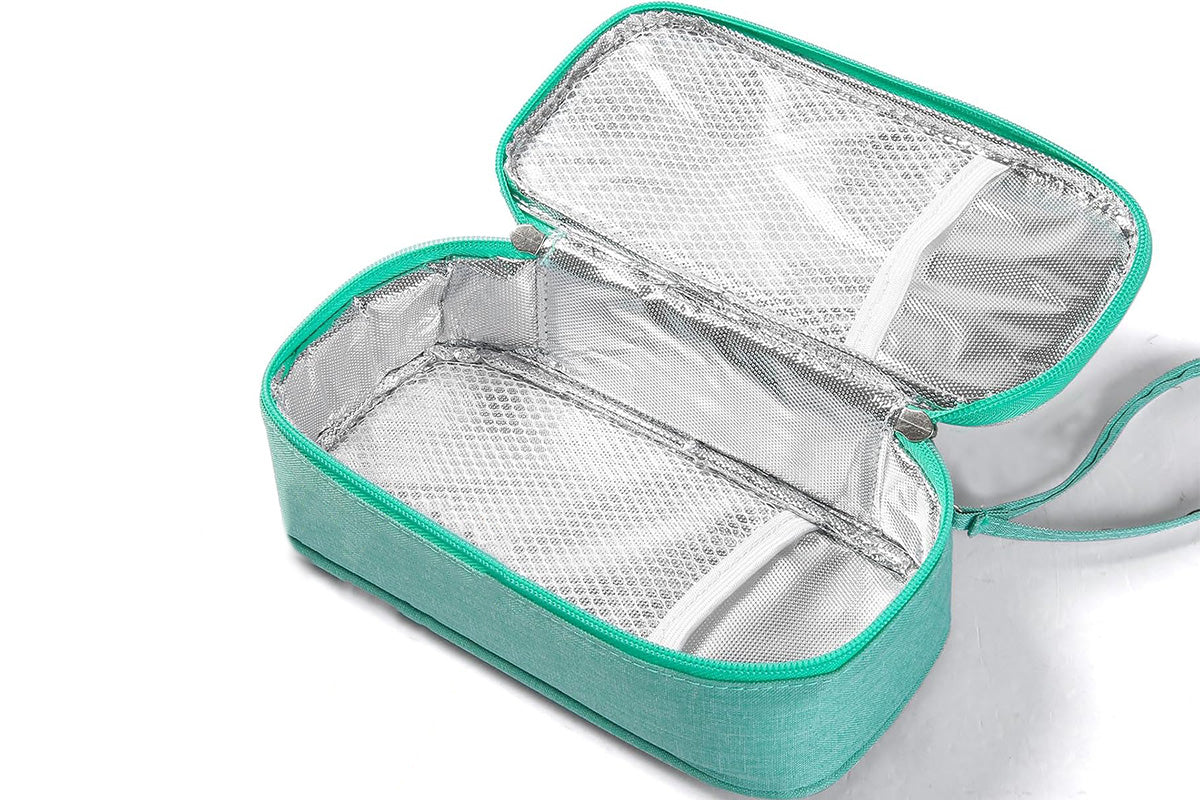 Insulated Insulin Cooling Bag Multi-Layer Medical Cooler for Diabetes Travel -Pink