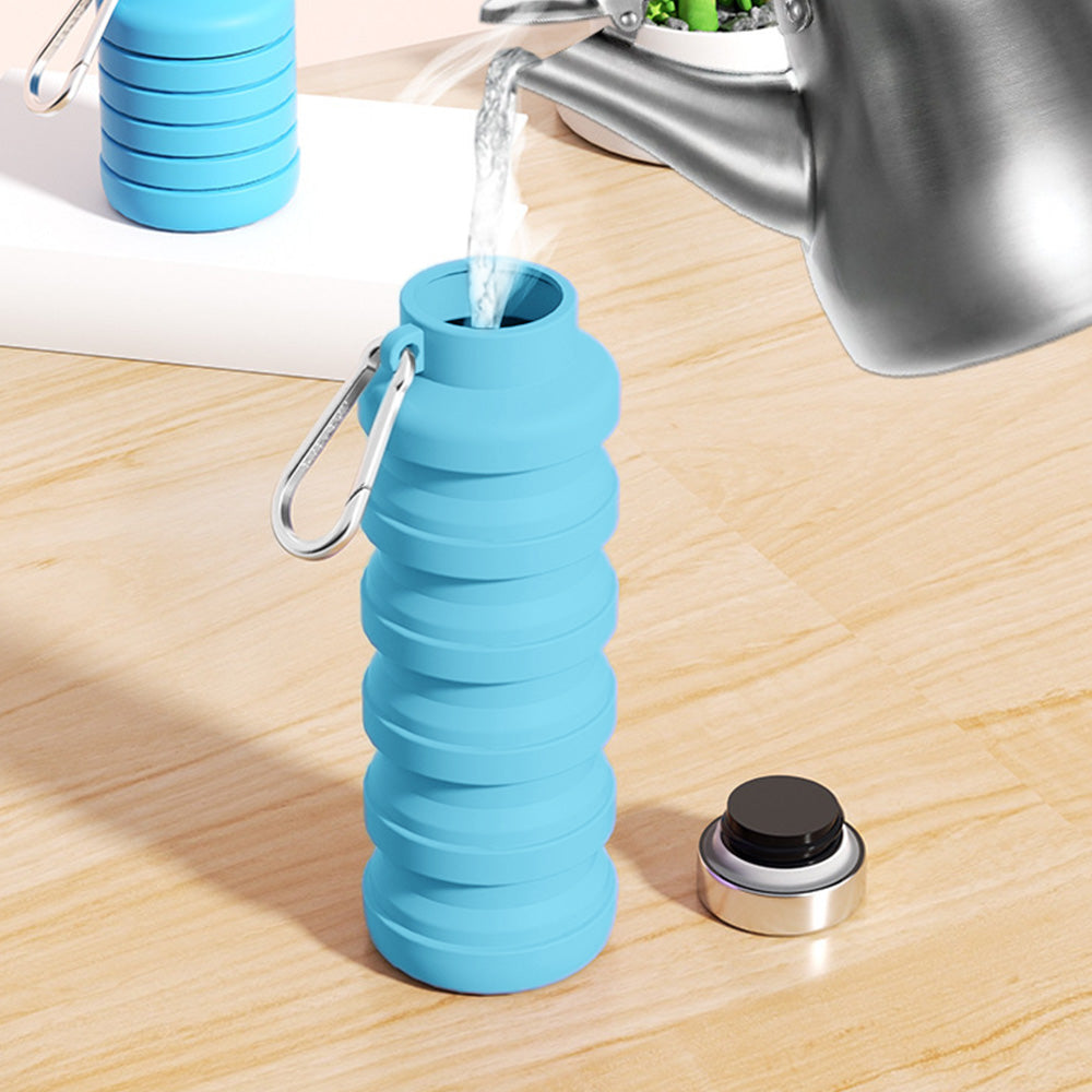 500ml Collapsible Silicone Water Bottle with Hanging Hole for Outdoor Office
