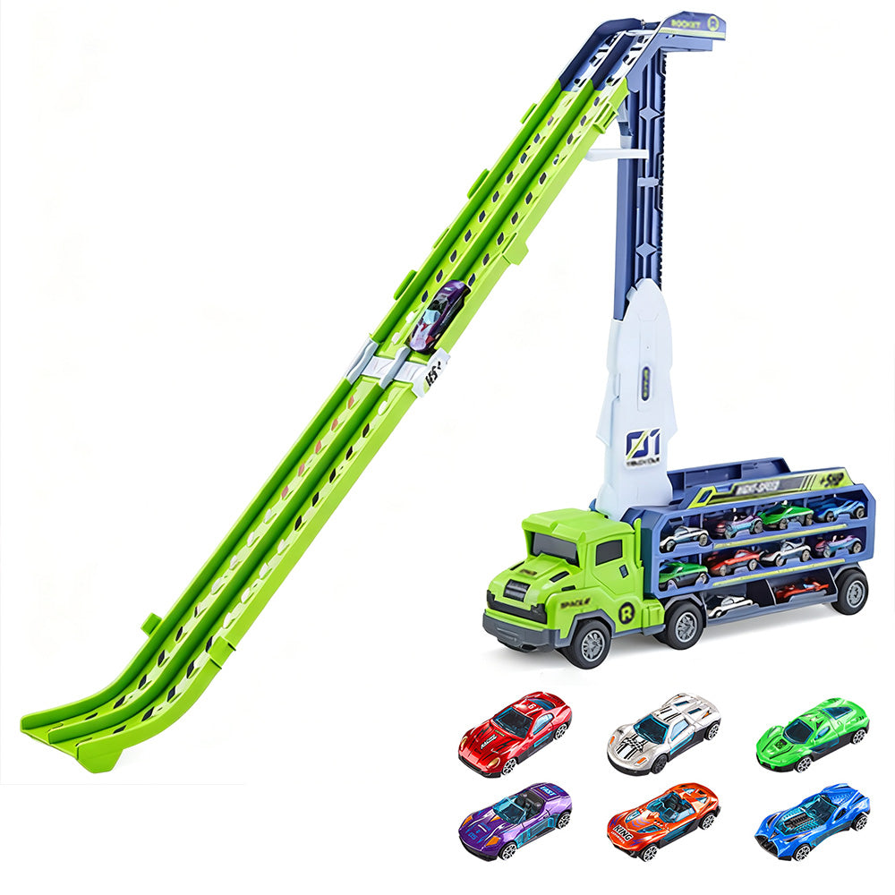 Carrier Truck Transport Car Toys Foldable 3 Layer Car Race Track Toys With 6 Toy Cars