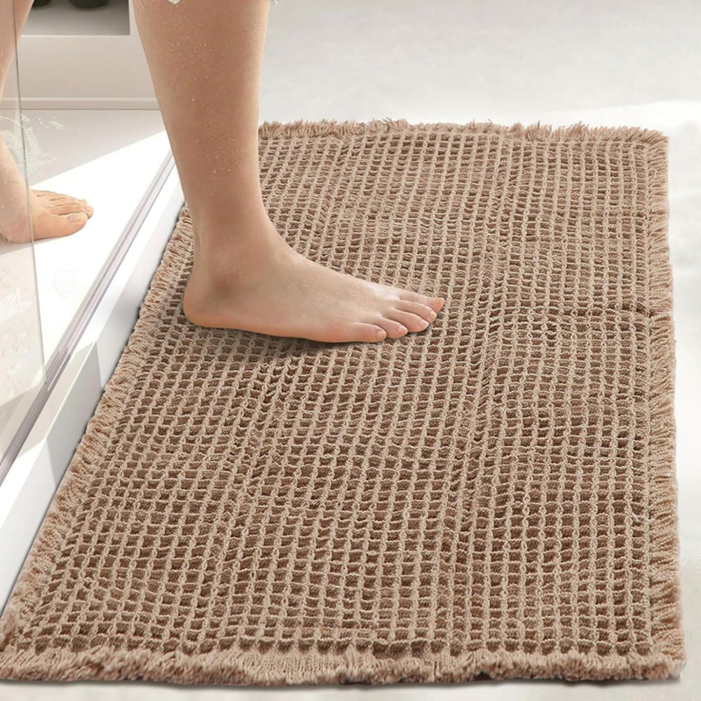 Waffle Bath Mat Cushioned Non Slip Bathroom Rug for Floor Standing Mat