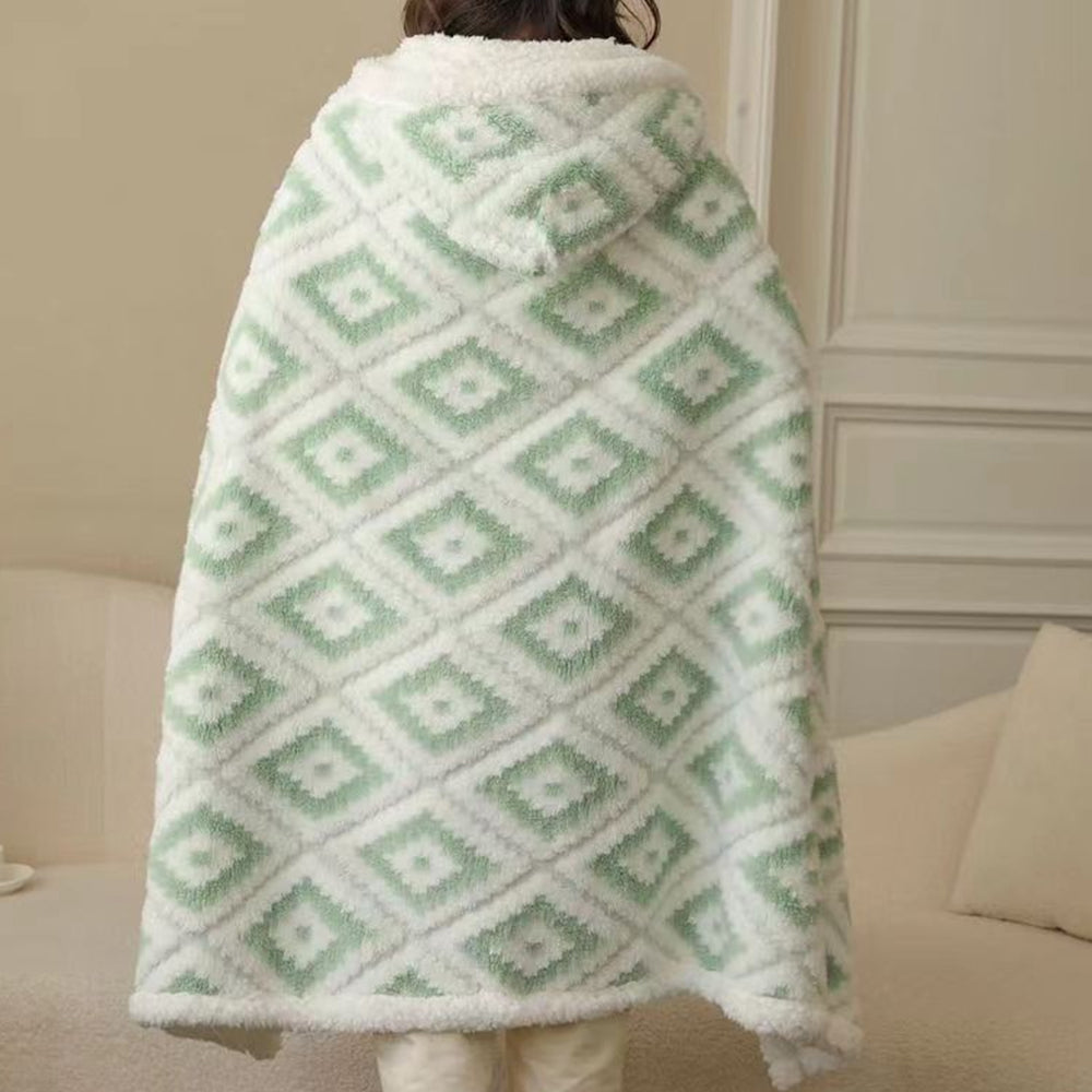 100cmx150cm Winter Jacquard Thickened Multi-Functional Blanket with Hood and Gloves
