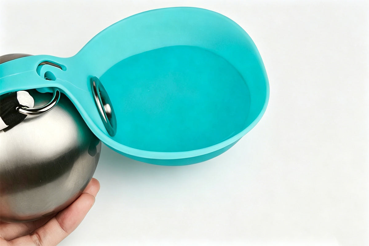 285ML Leak-Proof Stainless Steel Pet Water Bowl Portable Dog Water Bottle with Silicone Cover Pet Travel Water Dispenser