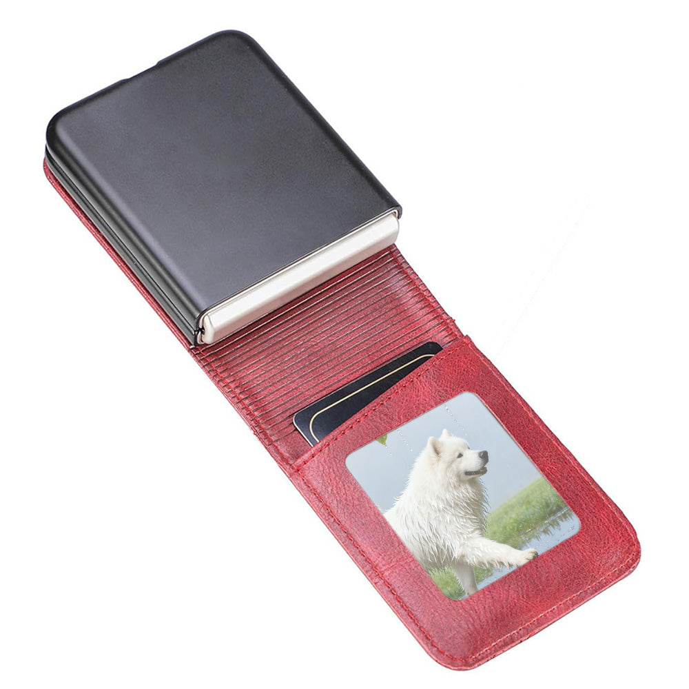 PU Wallet Card Holder Case for Samsung Galaxy Z Flip 6 7 8 with Stand-Red