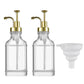 2 Pack 500ml Square Glass Syrup Soap Dispenser Bottles with Funnel
