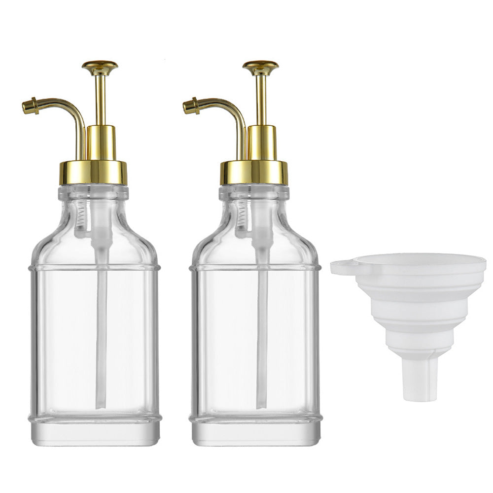 2 Pack 500ml Square Glass Syrup Soap Dispenser Bottles with Funnel
