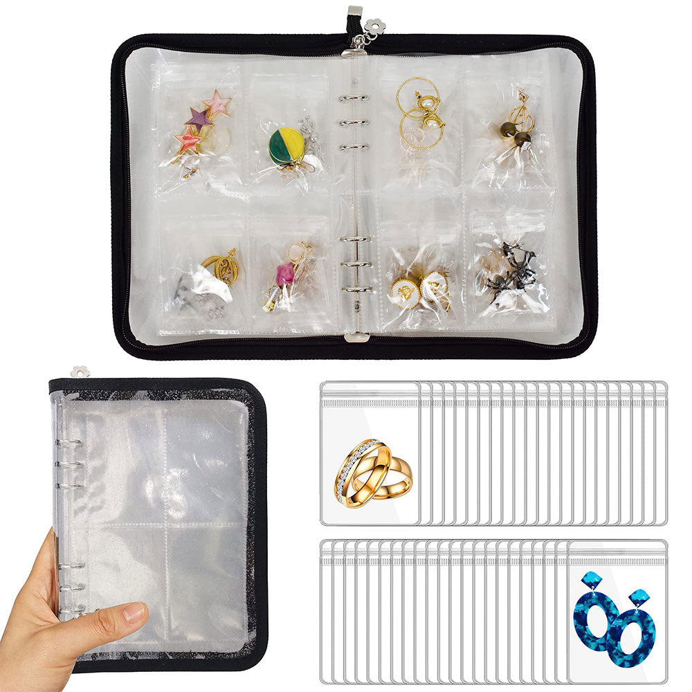 Transparent Travel Jewelry Organizer Storage Book Set for Earring Necklace Ring