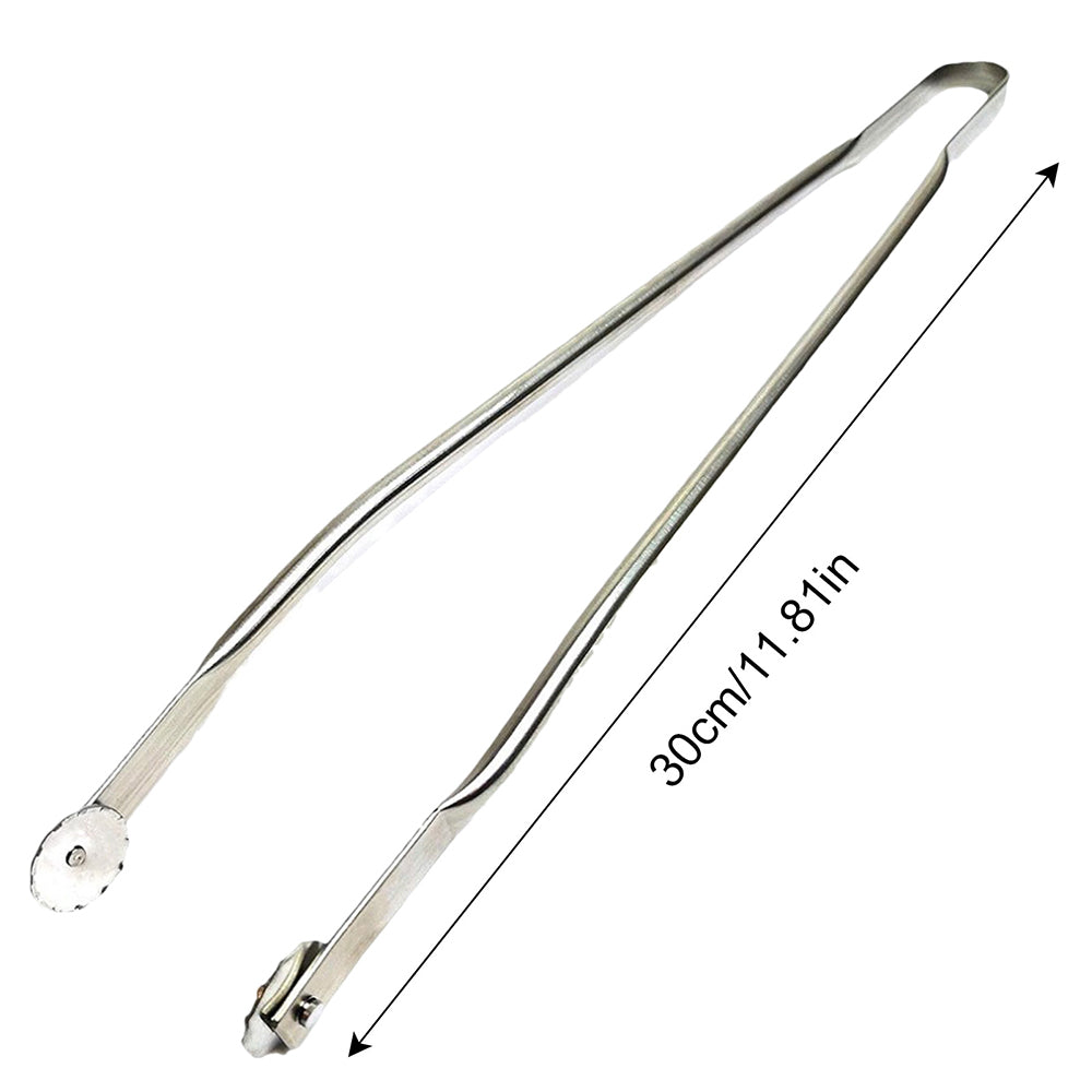 2Pcs 38cm Stainless Steel BBQ Sausage Turning Tongs for Cooking