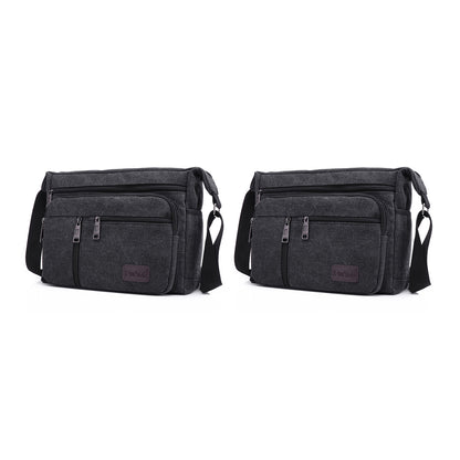 2Pcs Men's Canvas Shoulder Messenger Bag Crossbody