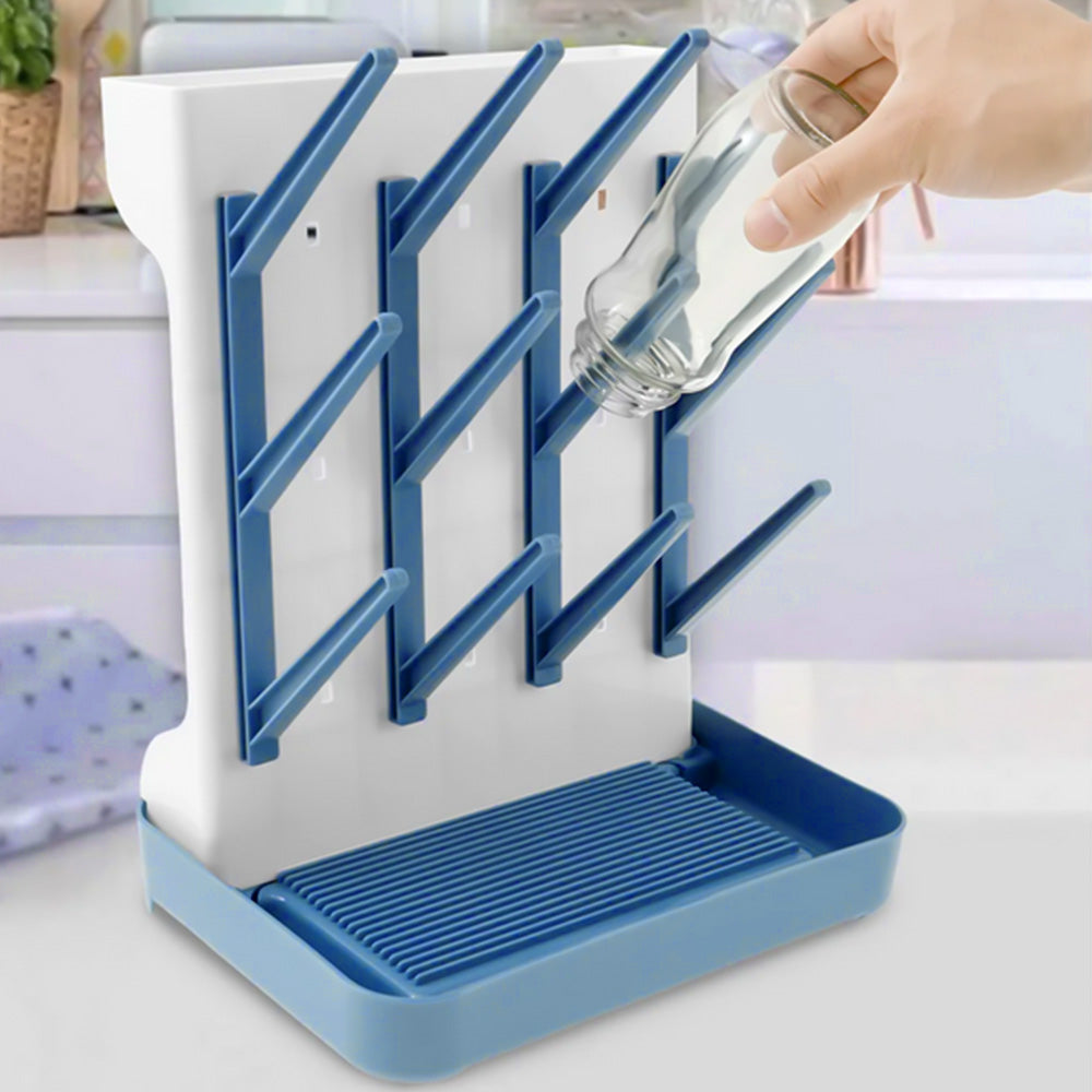 Detachable Bottle Drying Rack for 12 Bottles with Accessories Holder