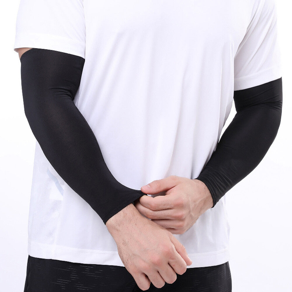 3 Pairs 40cm Straight Nylon Spandex Cooling Arm Sleeves without Thumb Holes