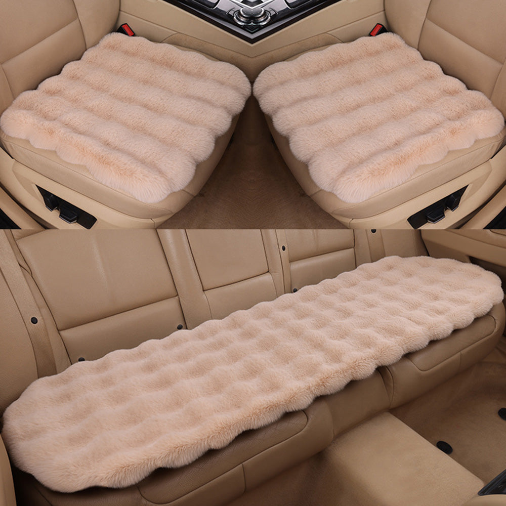 3Pcs Faux Fur Plush Seat Cushion Set Non Slip Seat Protector for Winter