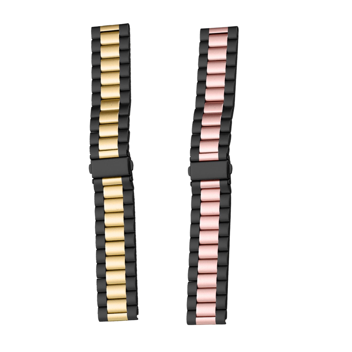 2Pcs Stainless Steel Watch Band Metal Strap for iWatch 7 Series-Pink and Gold