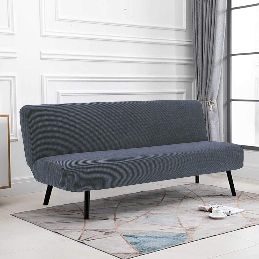 Armless Solid Color Stretch Folding Sofa Bed Cover