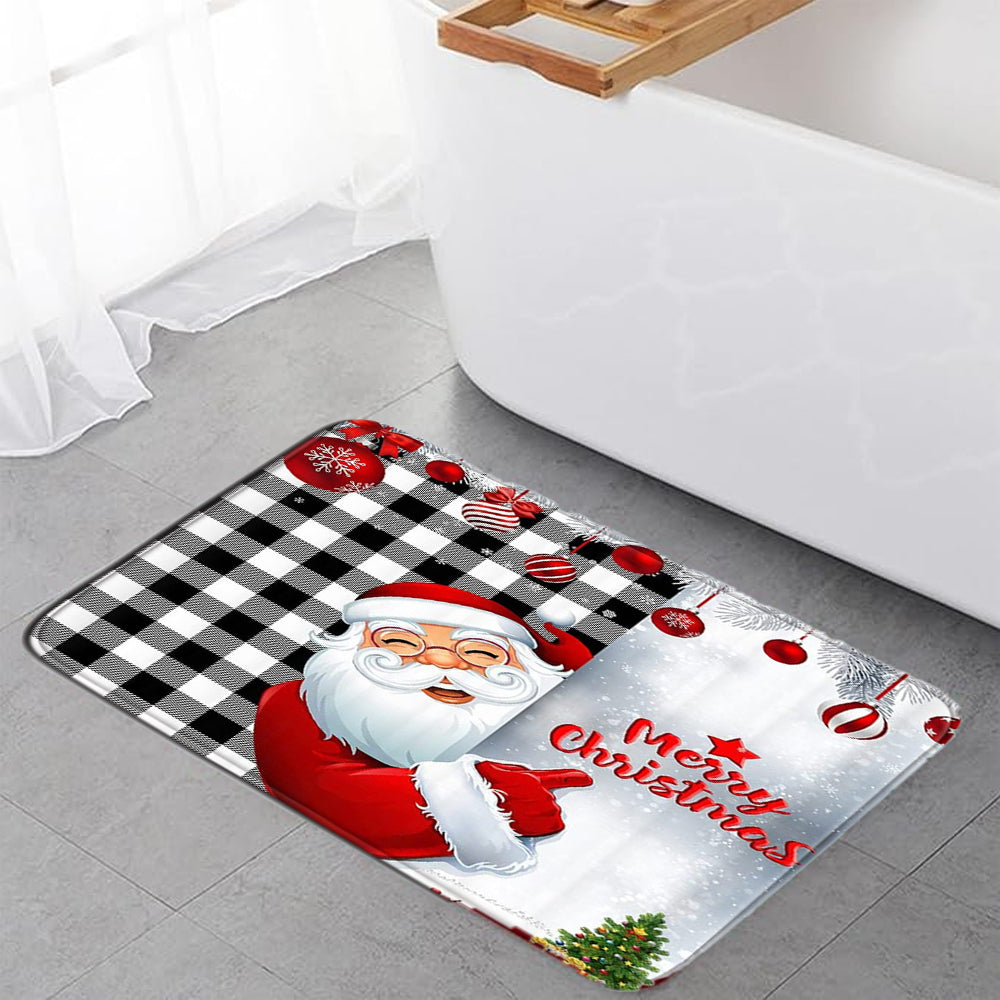 Christmas Non-Slip 3 PCs Bath Rugs Sets Toilet Lid Cover Toilet Mat Bathroom Decor