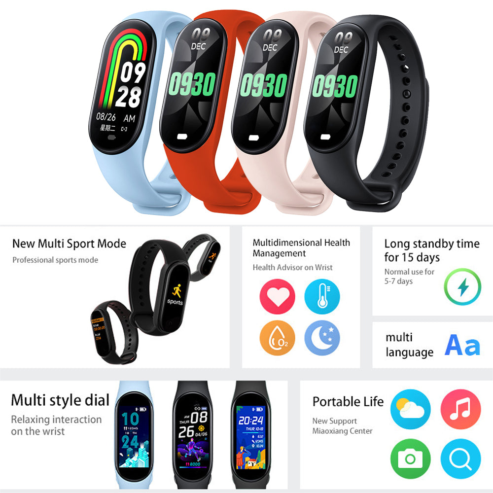 M8 Smart Sports Bracelet Heart Rate Tracker Wristband