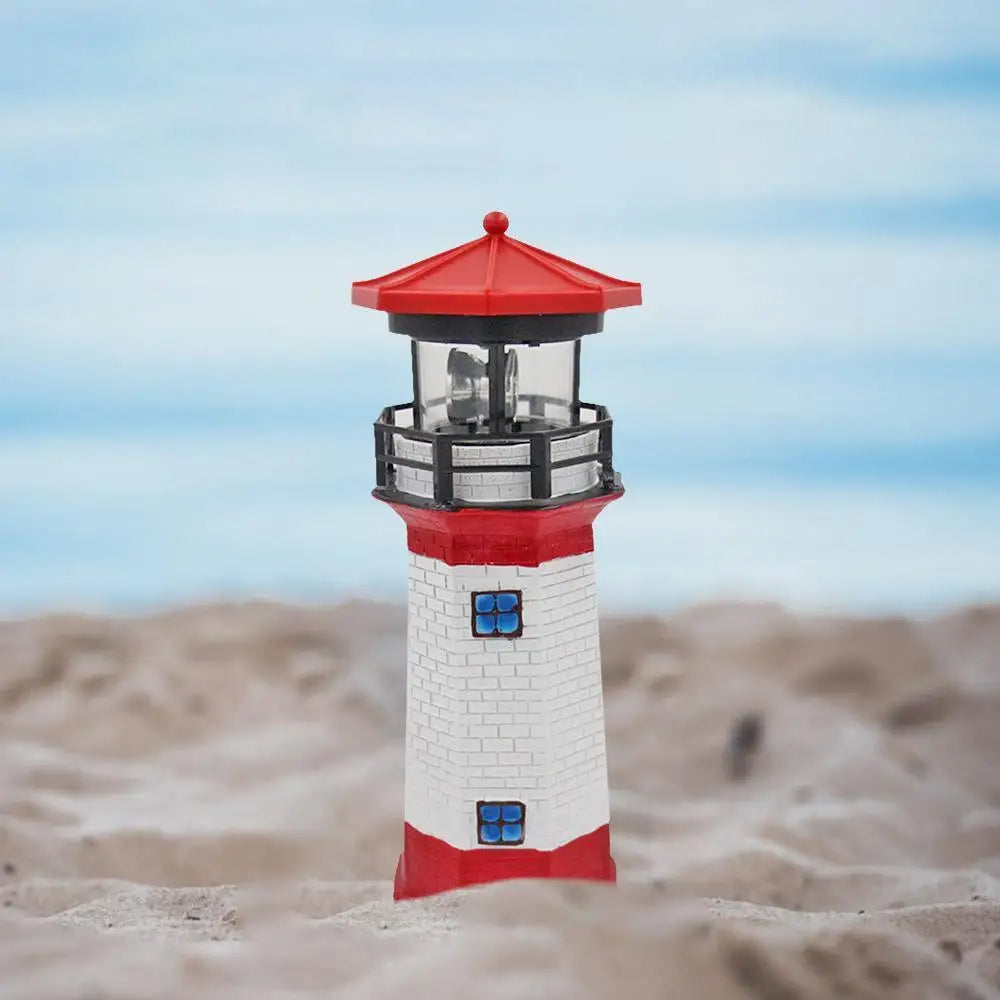 LED Outdoor Solar Lighthouse with Rotating Beacon