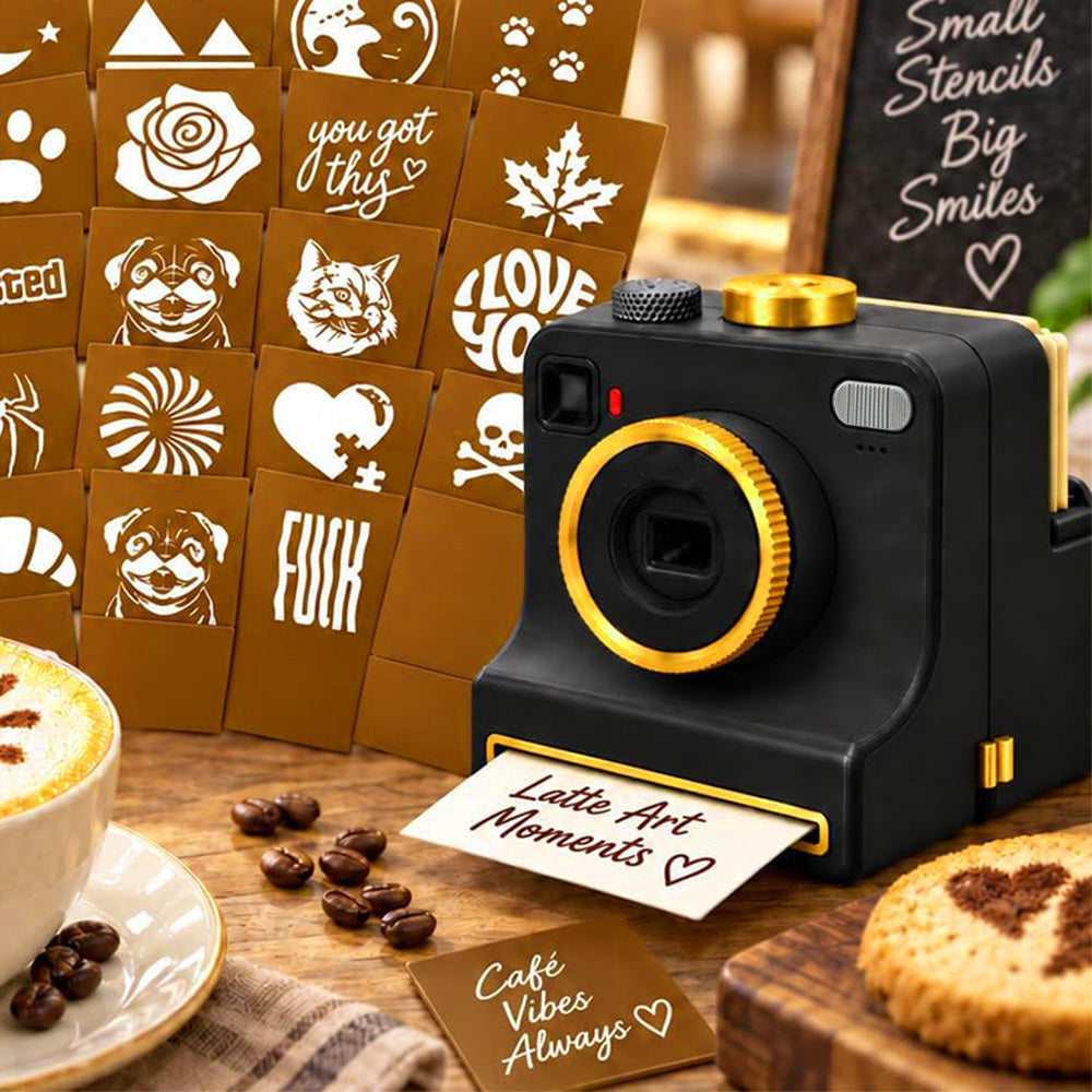 Retro Camera-Shaped Coffee Latte Art Stencil Tool for Home Cafe Barista Gift-Style 1