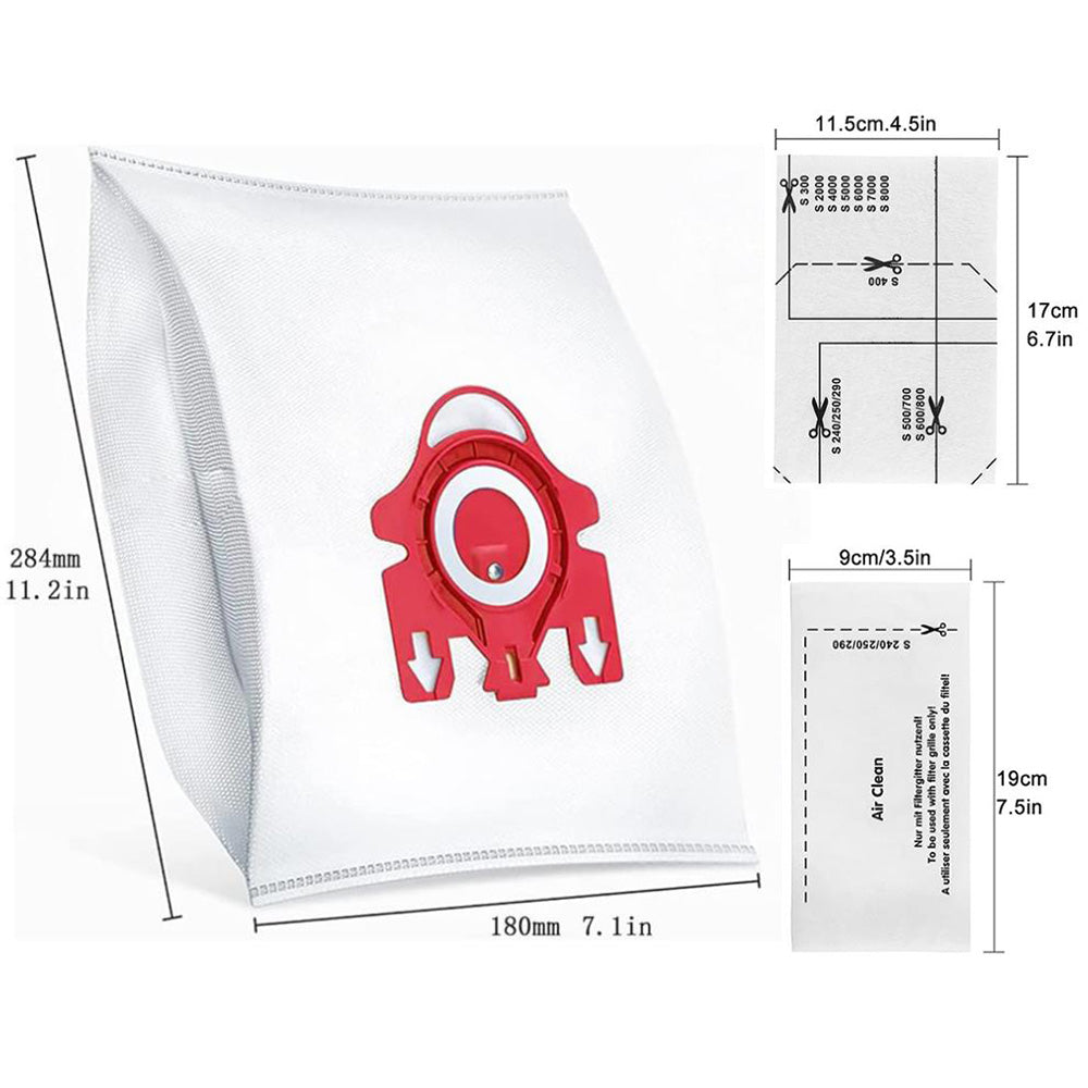 12 Pack 3D Airclean Dust Bags Vacuum Cleaner Bags Compatible With Miele FJM
