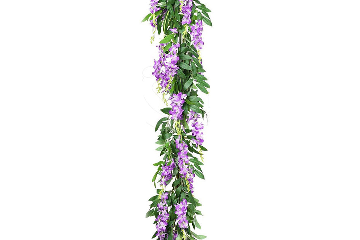 4Pcs Artificial Silk Wisteria Vine Hanging Garland 1.8 m for Home and Garden Decoration