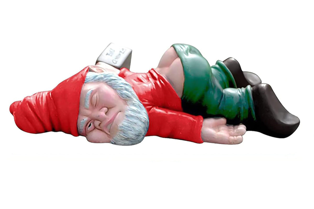 Funny Drunk Garden Gnome Patio Ornament Rude Passed Out Statue for Yard Decor
