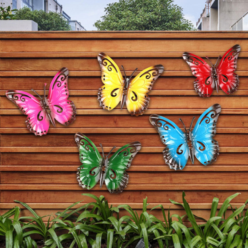 5Pcs 11x9CM Colorful Metal Butterfly Wall Decor Outdoor Lawn Art Metal Decoration