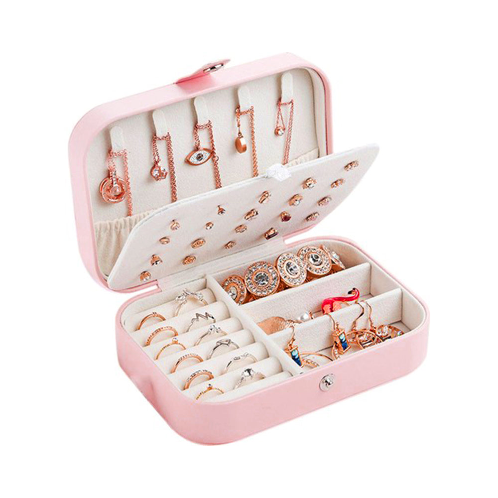 Portable Jewelry Case Travel Jewelry Box with Button