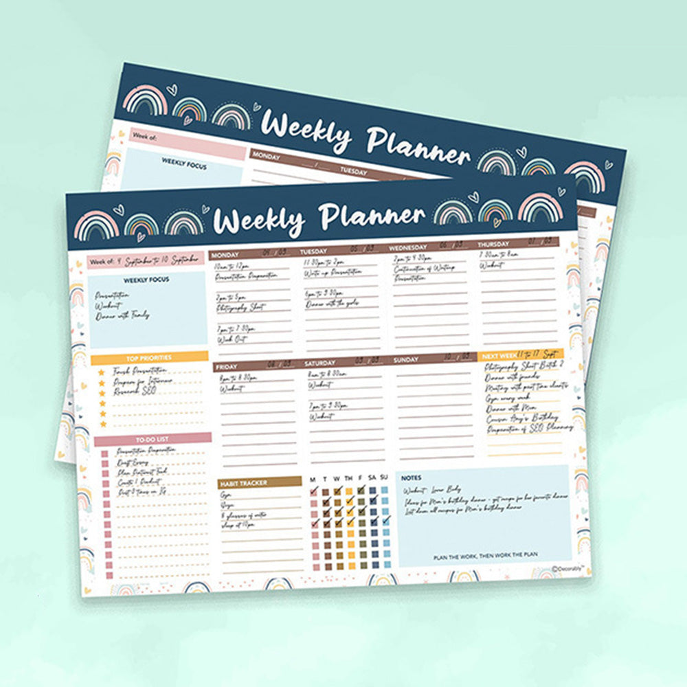 Weekly To Do List Notepad Undated Planner With 52 Sheets Weekly Planner