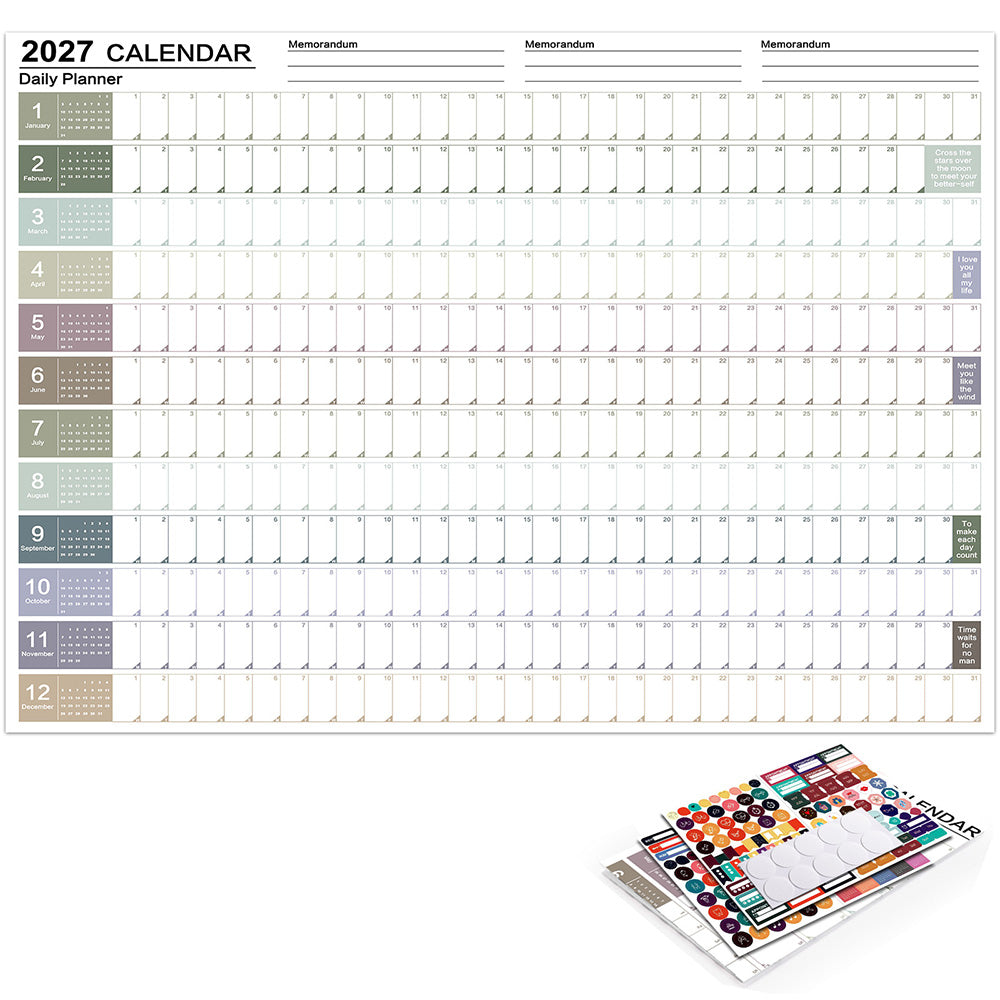 2027 Full Year Wall Calendar for Home Office and School Planning