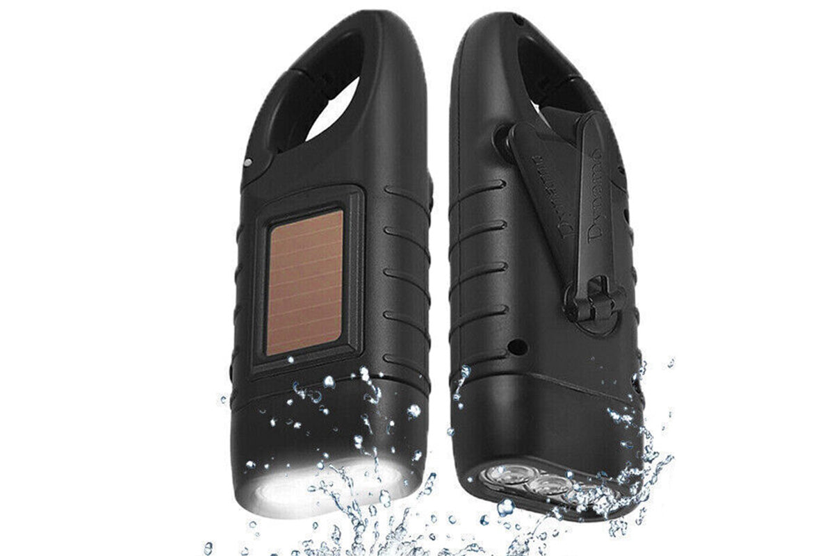Hand Crank Solar Powered Flashlight Emergency Rechargeable LED Flashlight