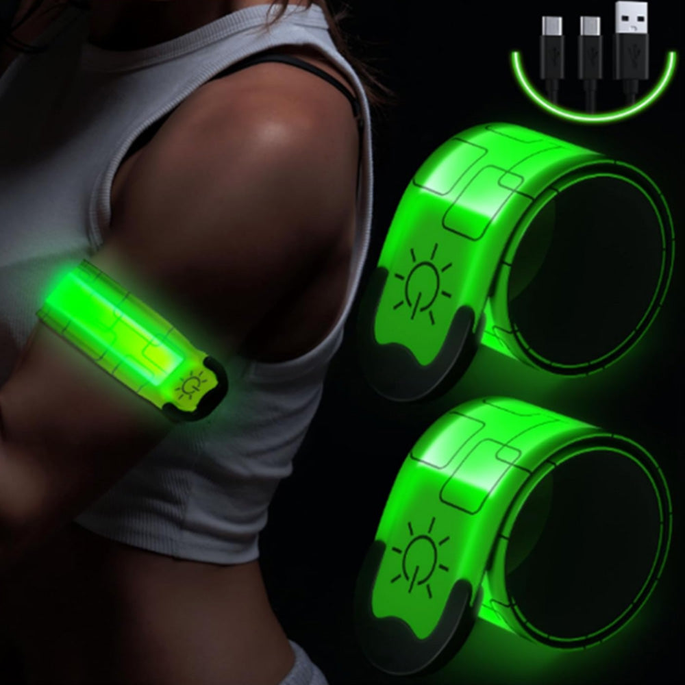 2Pcs LED Slap Wristband Night Running Security Glowing Bracelet Luminous Armband Strap