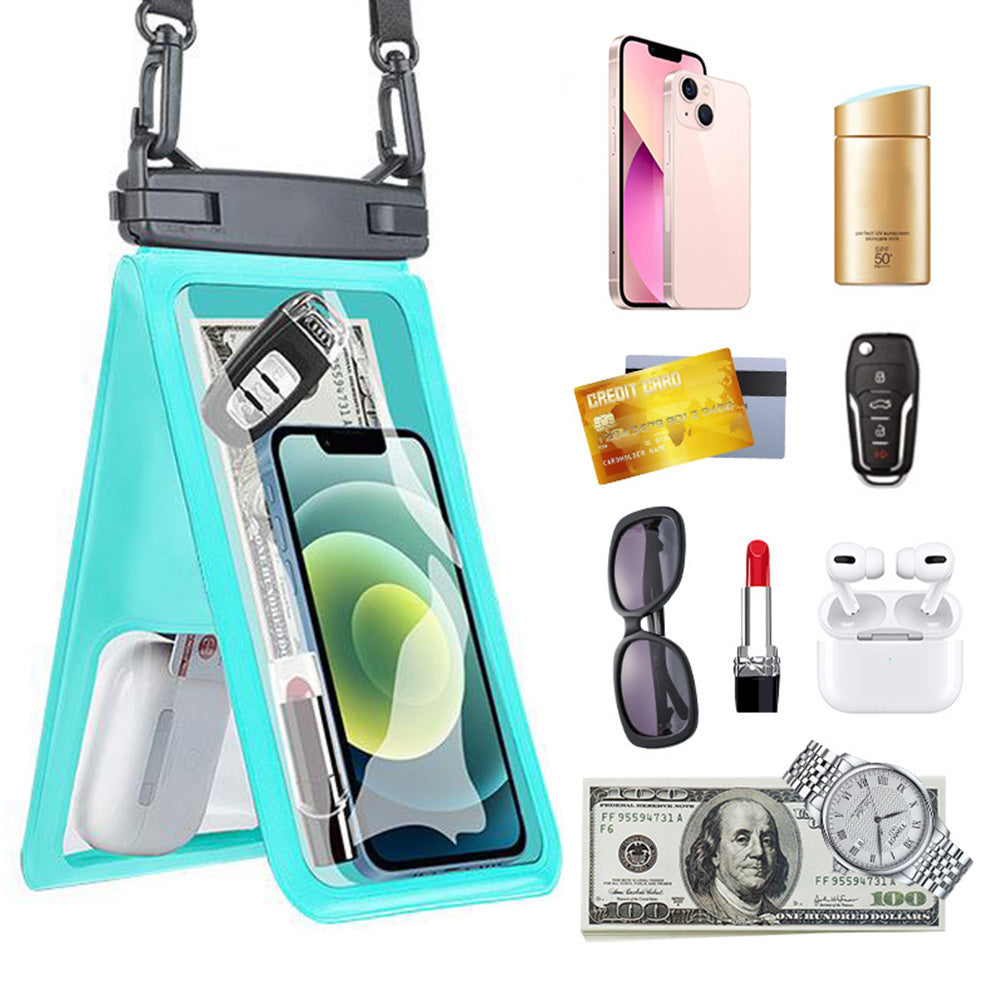 9.5 inch Double Space Water-Resistant Phone Pouch with Lanyard Underwater Seal Case Dry Bag