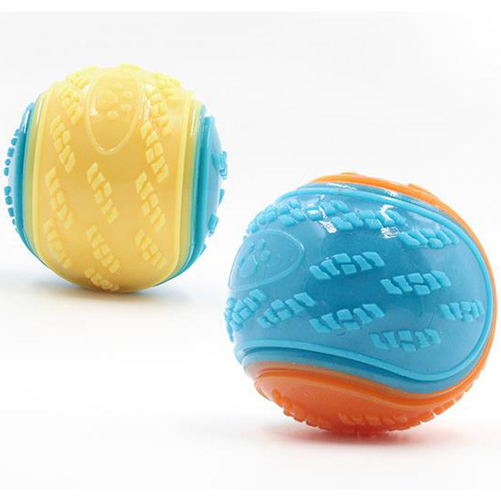 4Pcs 6.5CM Pet Interactive Playing Toy High Bouncy Vibrant Color Squeaky Rubber Balls